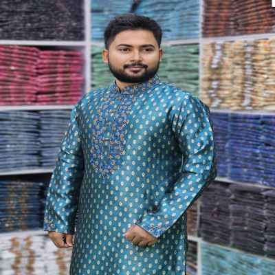 ফিরোজা কালার কাতান পাঞ্জাবী