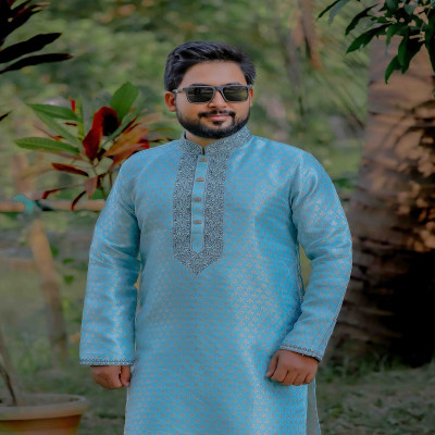 স্কাই ব্লু কালার কাতান পাঞ্জাবী