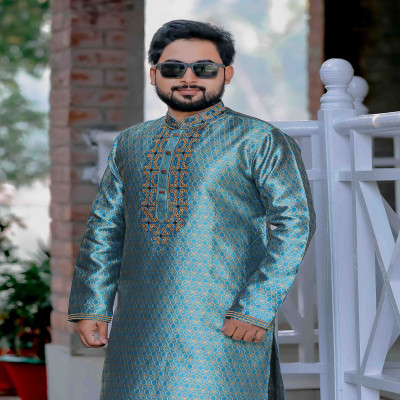 স্কাই ব্লু কালার কাতান পাঞ্জাবী